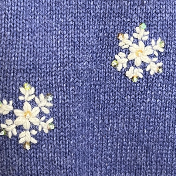 Croft & Barrow L Blue Snowman Winter Christmas Cardigan Embroidered EUC Sweater - Picture 7 of 14